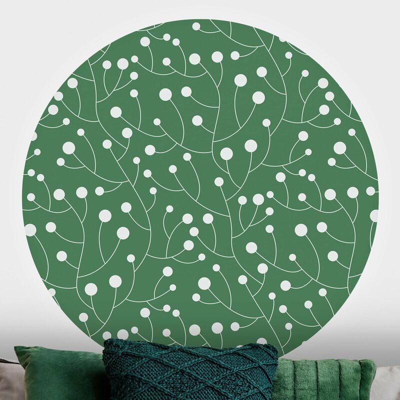 

Papel pintado redondo autoadhesivo - Natural Pattern Growth With Dots On Green Dimensión LxA: 75cm x 75cm