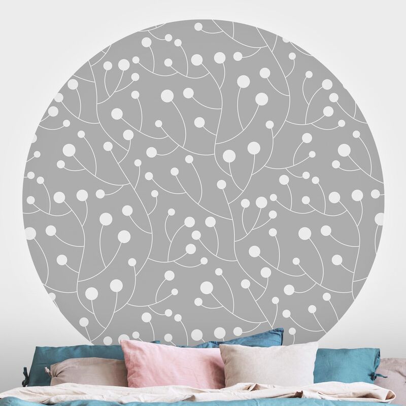 

Papel pintado redondo autoadhesivo - Natural Pattern Growth With Dots On Gray Dimensión LxA: 150cm x 150cm