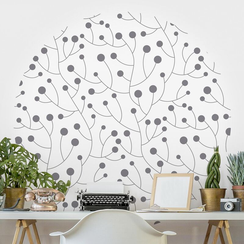 

Papel pintado redondo autoadhesivo - Natural Pattern Growth With Dots Gray Dimensión LxA: 244cm x 244cm