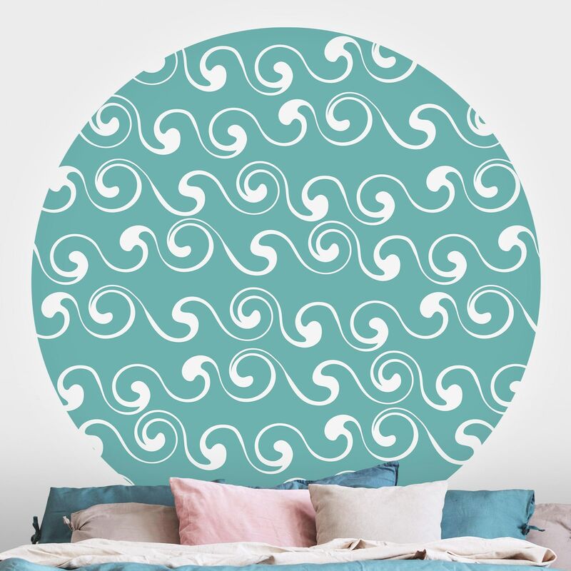 

Papel pintado redondo autoadhesivo - Natural Pattern Waves In Front Of Blue Dimensión LxA: 244cm x 244cm