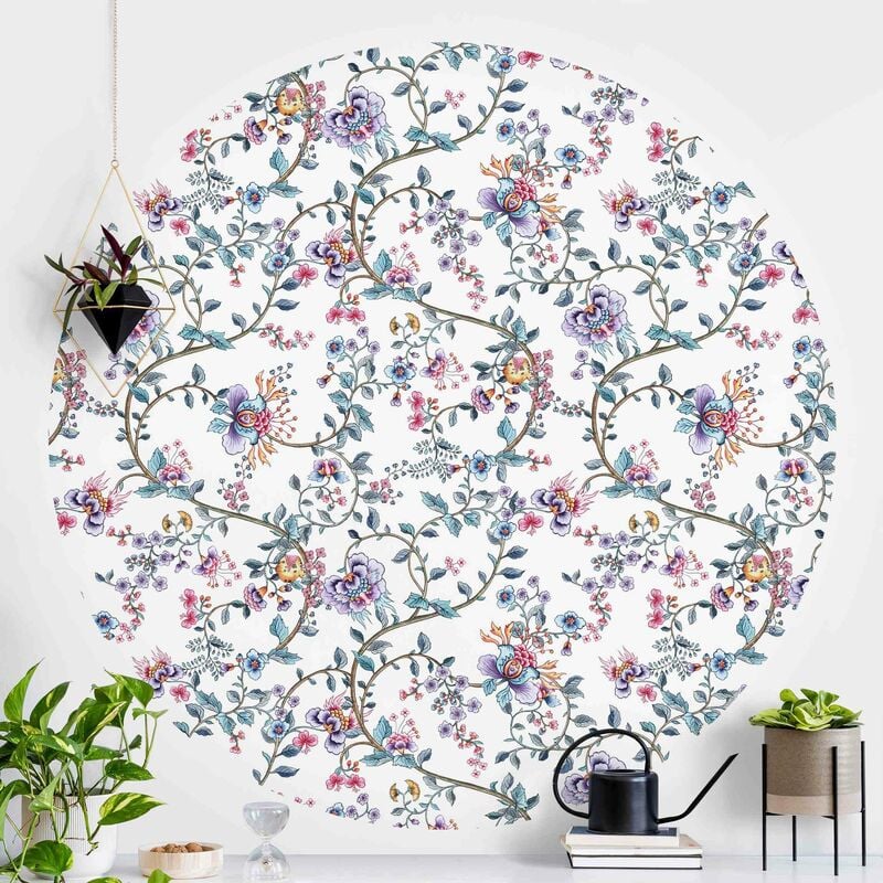 

Papel pintado redondo autoadhesivo - Pastel Flower Tendrils Dimensión LxA: 100cm x 100cm