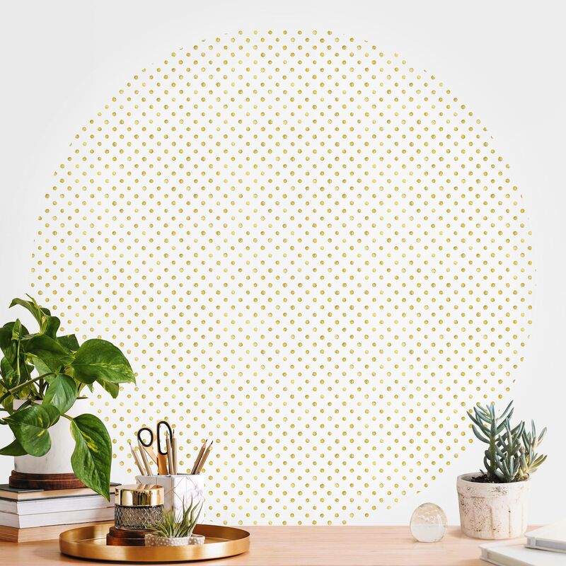 

Papel pintado redondo autoadhesivo - Golden Polkadots Dimensión LxA: 150cm x 150cm