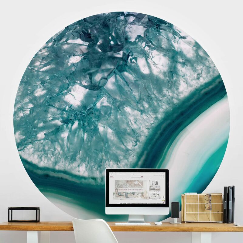 

Papel pintado redondo autoadhesivo - Turquoise Crystal Dimensión LxA: 122cm x 122cm