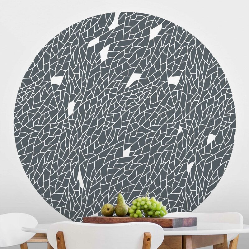 

Papel pintado redondo autoadhesivo - Mosaic Lines Pattern Gray Blue Dimensión LxA: 244cm x 244cm