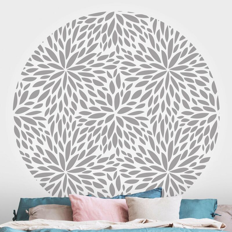 

Papel pintado redondo autoadhesivo - Natural Pattern Flowers In Gray Dimensión LxA: 50cm x 50cm