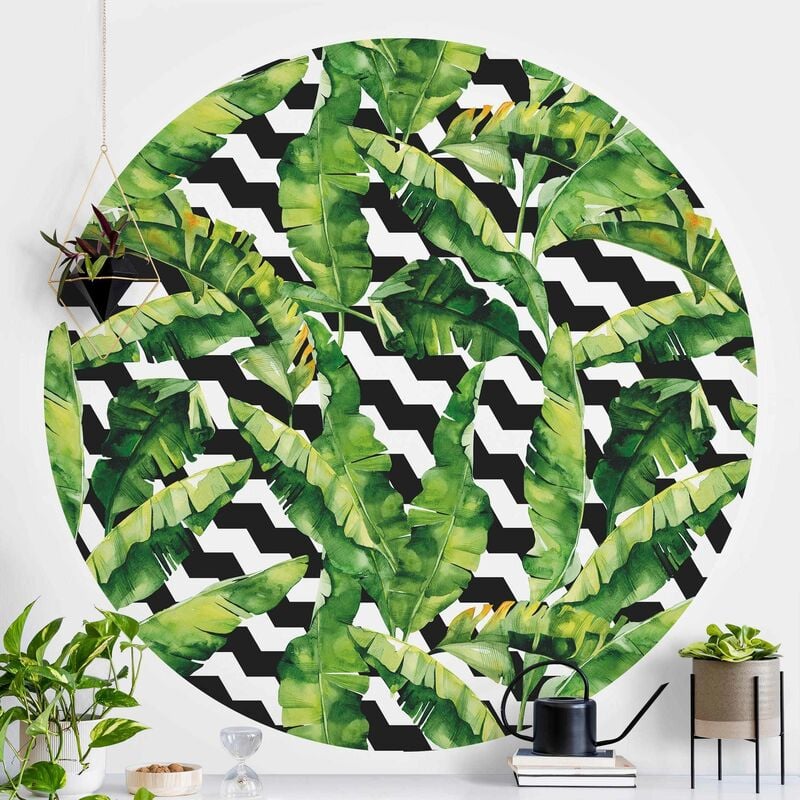 

Papel pintado redondo autoadhesivo - Zig Zag Pattern Geometry Jungle Dimensión LxA: 150cm x 150cm
