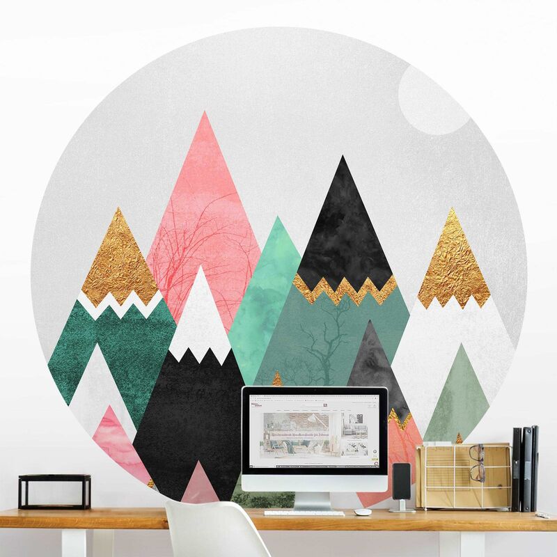 

Papel pintado redondo autoadhesivo - Elisabeth Fredriksson - Triangular Mountains With Gold Tips Dimensión LxA: 100cm x 100cm