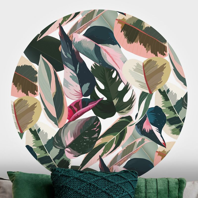 

Papel pintado redondo autoadhesivo - Pink Tropical Pattern XXL Dimensión LxA: 200cm x 200cm