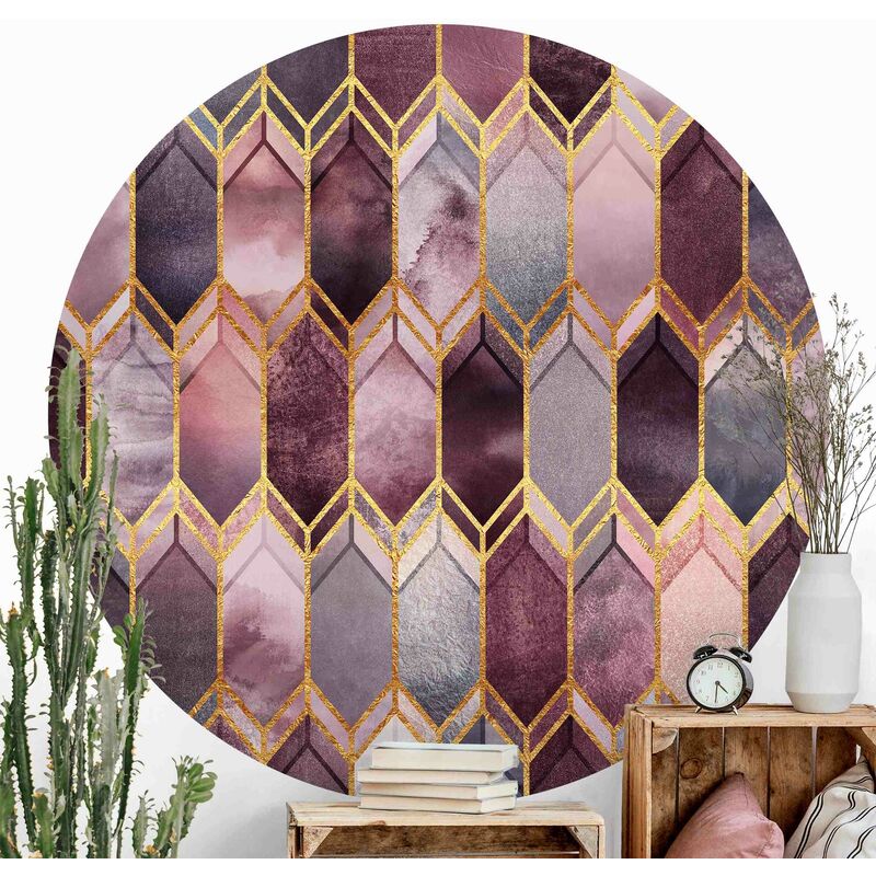 

Papel pintado redondo autoadhesivo - Elisabeth Fredriksson - Stained Glass Geometric Rose Gold Dimensión LxA: 175cm x 175cm