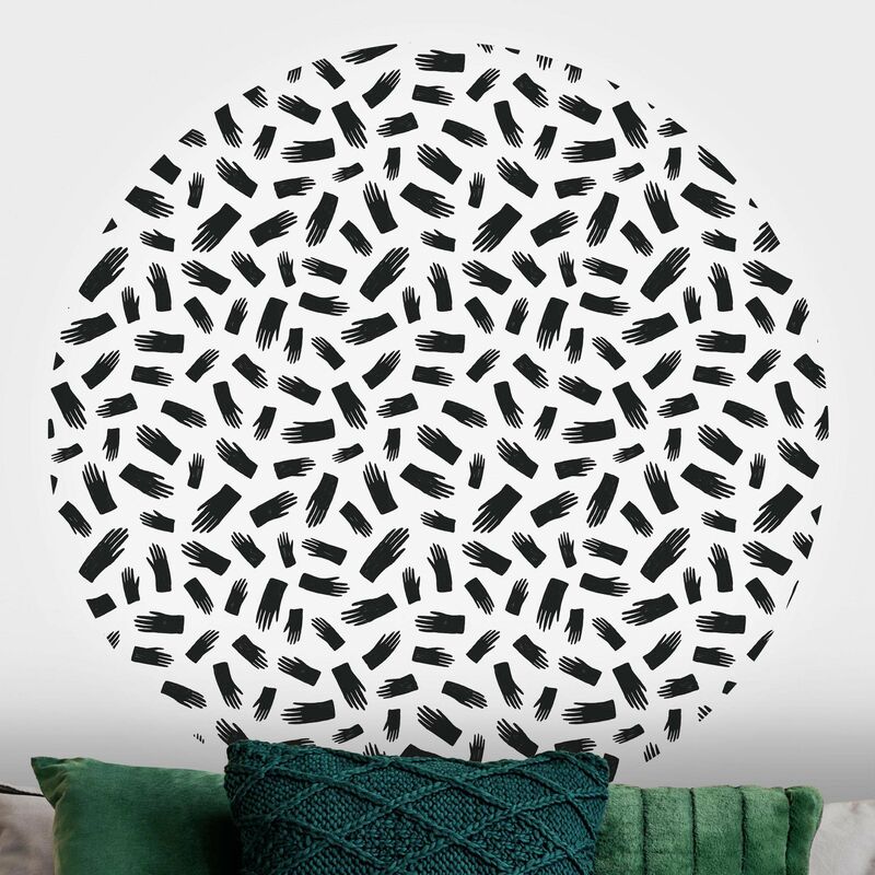 

Papel pintado redondo autoadhesivo - Black Ink Hands Pattern Dimensión LxA: 244cm x 244cm