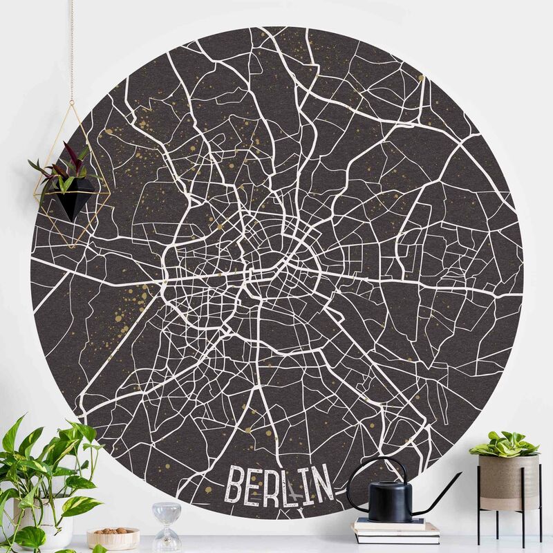 

Papel pintado redondo autoadhesivo - City Map Berlin - Retro Dimensión LxA: 150cm x 150cm