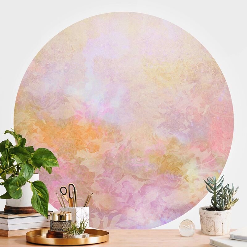 

Papel pintado redondo autoadhesivo - Bright Floral Dream In Pastel Dimensión LxA: 150cm x 150cm