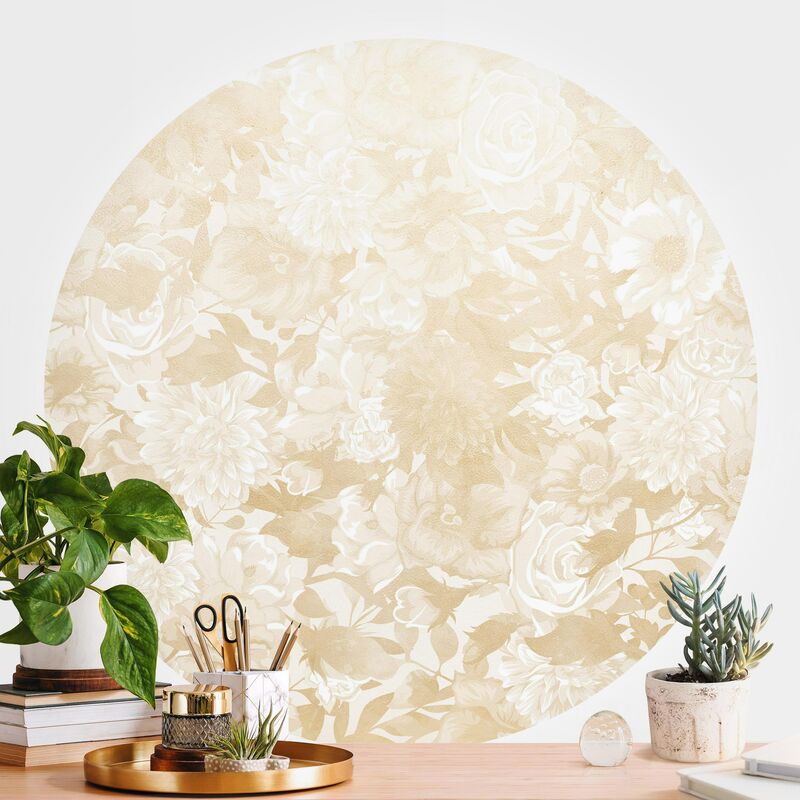 

Papel pintado redondo autoadhesivo - Vintage Blossom Dream In Beige Dimensión LxA: 122cm x 122cm