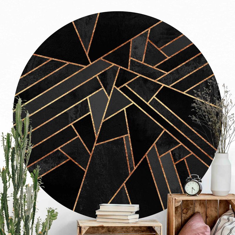 

Papel pintado redondo autoadhesivo - Elisabeth Fredriksson - Black Triangles Gold Dimensión LxA: 150cm x 150cm