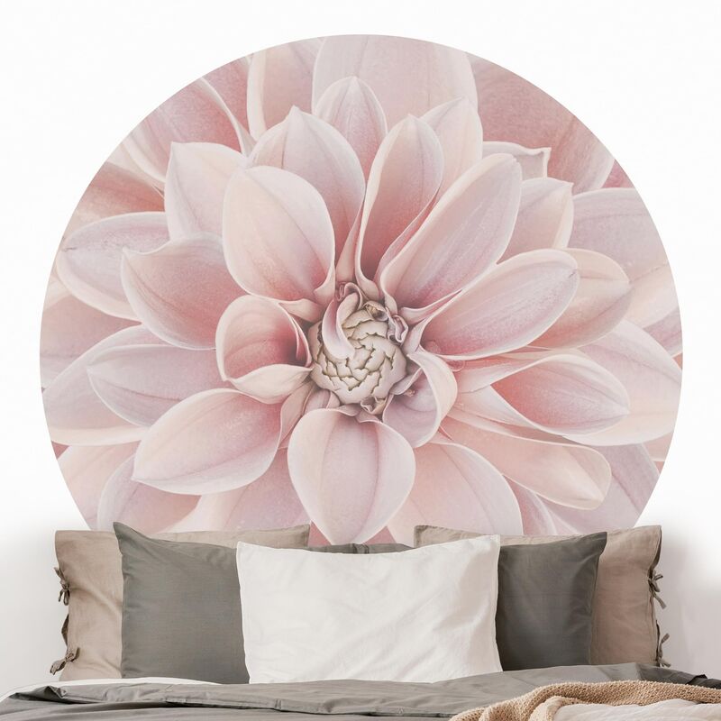 

Papel pintado redondo autoadhesivo - Dahlia In Powder Pink Dimensión LxA: 75cm x 75cm