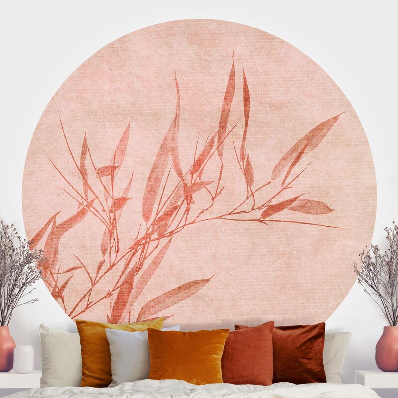 

Papel pintado redondo autoadhesivo - Golden Sun Pink Bamboo Dimensión LxA: 122cm x 122cm