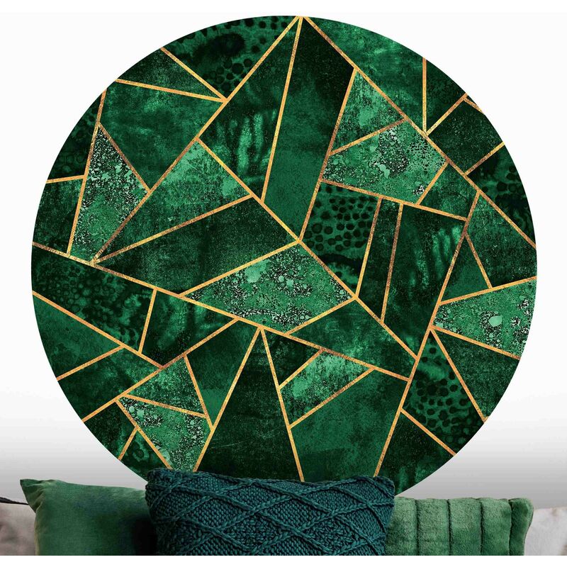 

Papel pintado redondo autoadhesivo - Elisabeth Fredriksson - Dark Emerald With Gold Dimensión LxA: 150cm x 150cm