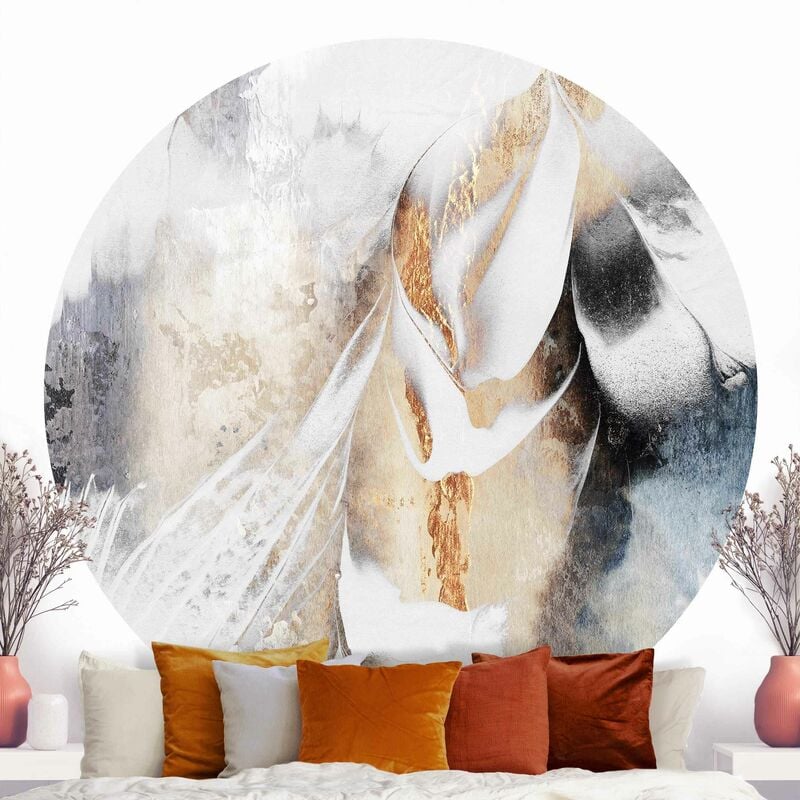 

Papel pintado redondo autoadhesivo - Elisabeth Fredriksson - Golden Abstract Winter Painting Dimensión LxA: 75cm x 75cm