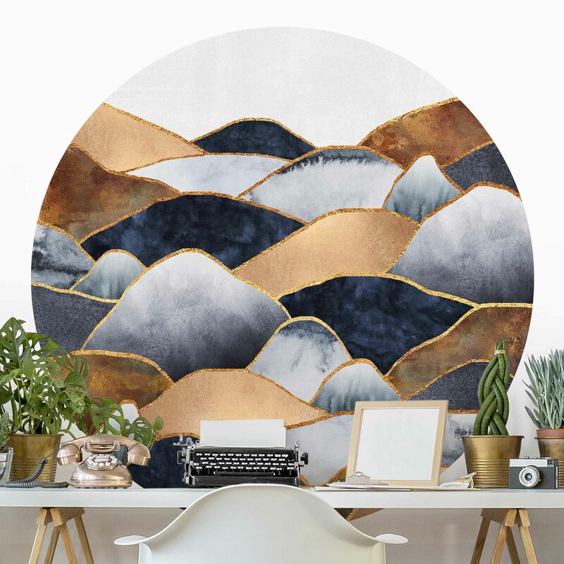 

Papel pintado redondo autoadhesivo - Elisabeth Fredriksson - Golden Mountains Watercolor Dimensión LxA: 100cm x 100cm