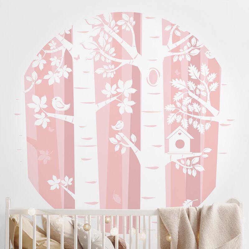 

Papel pintado redondo autoadhesivo - Trees In The Forest Pink Dimensión LxA: 75cm x 75cm