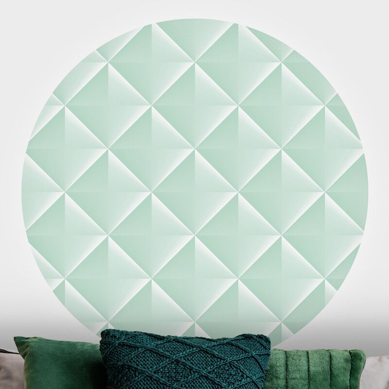 

Papel pintado redondo autoadhesivo - Geometric 3D Diamond Pattern In Mint Dimensión LxA: 244cm x 244cm