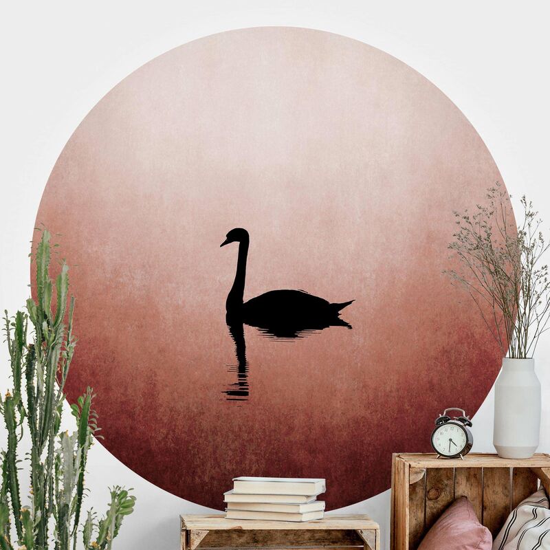 

Papel pintado redondo autoadhesivo - Swan In Sunset Dimensión LxA: 122cm x 122cm