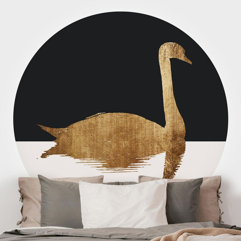 

Papel pintado redondo autoadhesivo - Swan Gold Dimensión LxA: 122cm x 122cm