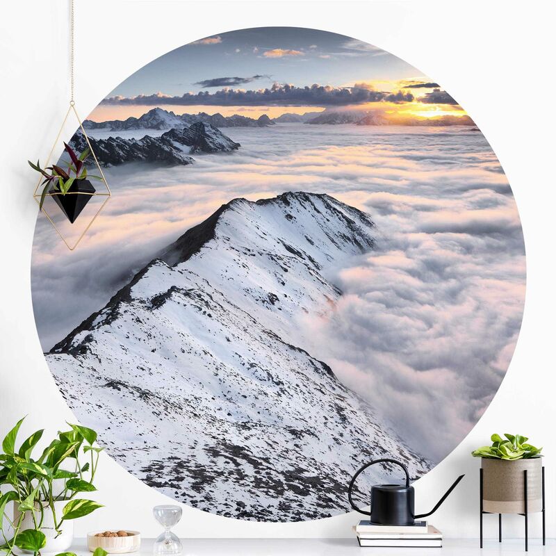 

Papel pintado redondo autoadhesivo - View Of Clouds And Mountains Dimensión LxA: 75cm x 75cm
