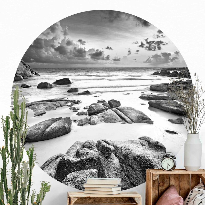 

Papel pintado redondo autoadhesivo - Sunrise Beach In Thailand Black And White Dimensión LxA: 175cm x 175cm
