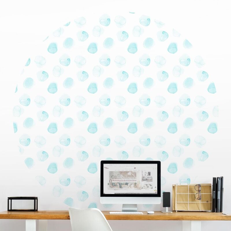 

Papel pintado redondo autoadhesivo - Watercolor Dots Turquoise Dimensión LxA: 75cm x 75cm