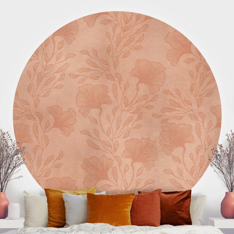 

Papel pintado redondo autoadhesivo - Delicate Twigs In Rosé Gold Dimensión LxA: 150cm x 150cm
