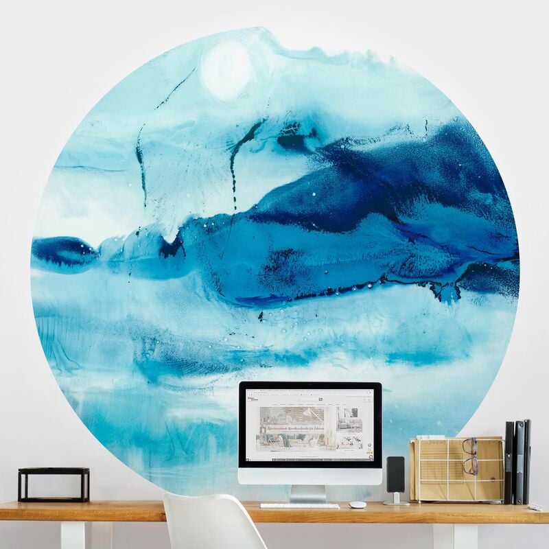 

Papel pintado redondo autoadhesivo - Blue Flow I Dimensión LxA: 50cm x 50cm