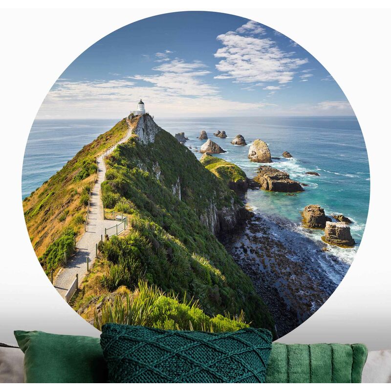 

Papel pintado redondo autoadhesivo - Nugget Point Lighthouse And Sea New Zealand Dimensión LxA: 225cm x 225cm