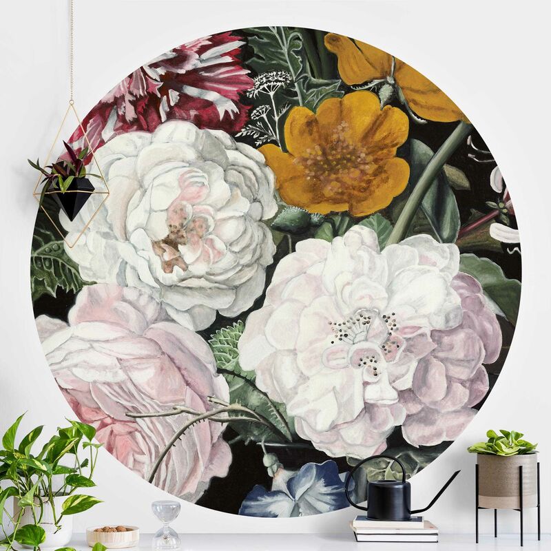 

Papel pintado redondo autoadhesivo - Baroque Bouquet Dimensión LxA: 50cm x 50cm