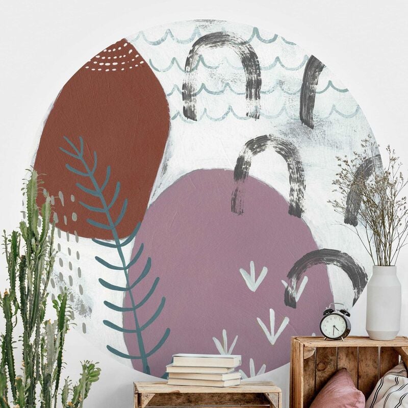 

Papel pintado redondo autoadhesivo - Carnival Of Shapes In Berry II Dimensión LxA: 50cm x 50cm