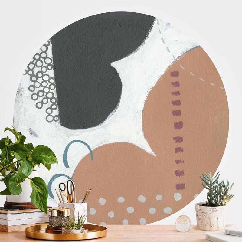 

Bilderwelten - Papel pintado redondo autoadhesivo - Carnival Of Shapes In Salmon III Dimensión LxA: 244cm x 244cm