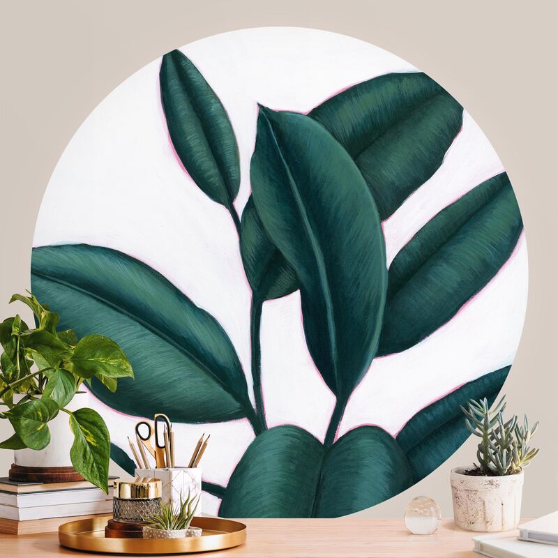 

Bilderwelten - Papel pintado redondo autoadhesivo - Ficus Leaves Dimensión LxA: 244cm x 244cm