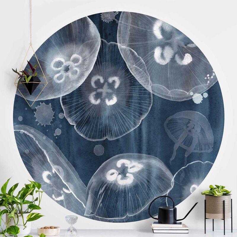 

Papel pintado redondo autoadhesivo - Moon Jellyfish II Dimensión LxA: 225cm x 225cm
