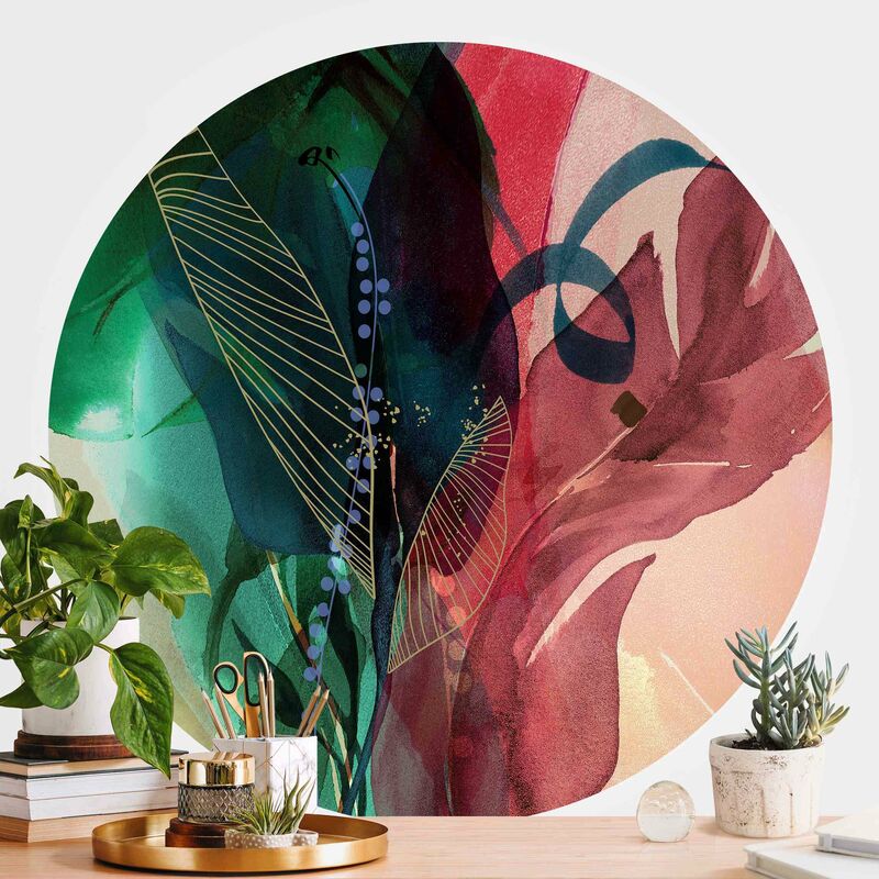 

Papel pintado redondo autoadhesivo - Seasons Summer Turquoise Dimensión LxA: 244cm x 244cm