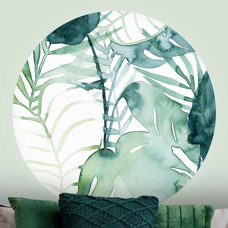 

Bilderwelten - Papel pintado redondo autoadhesivo - Palm Fronds In Water Color II Dimensión LxA: 200cm x 200cm