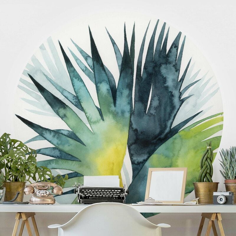 

Papel pintado redondo autoadhesivo - Tropical Foliage - Fan Palm Dimensión LxA: 244cm x 244cm