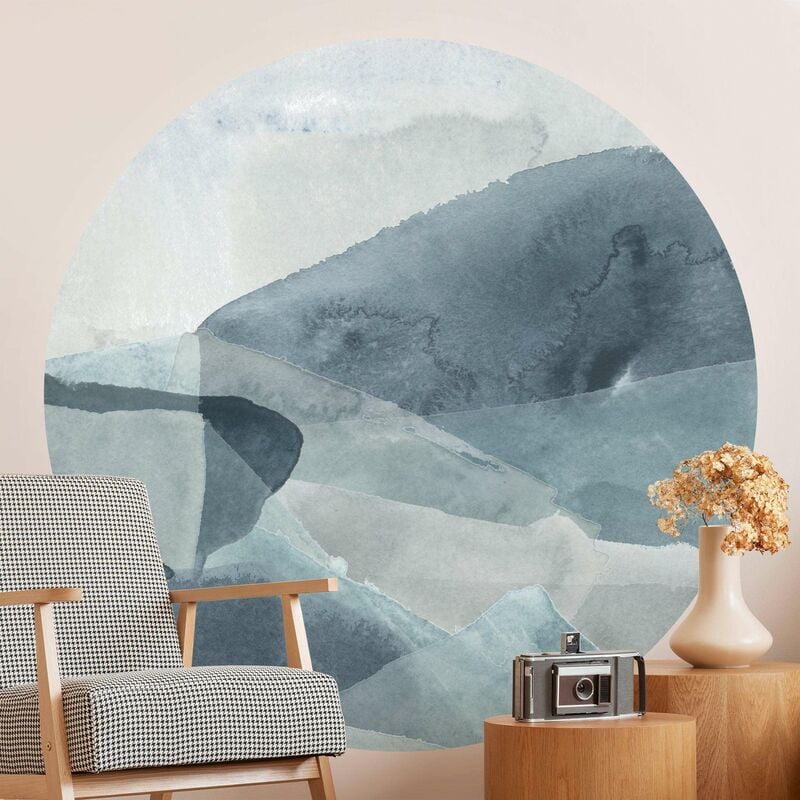 

Bilderwelten - Papel pintado redondo autoadhesivo - Waves in Blue I Dimensión LxA: 244cm x 244cm