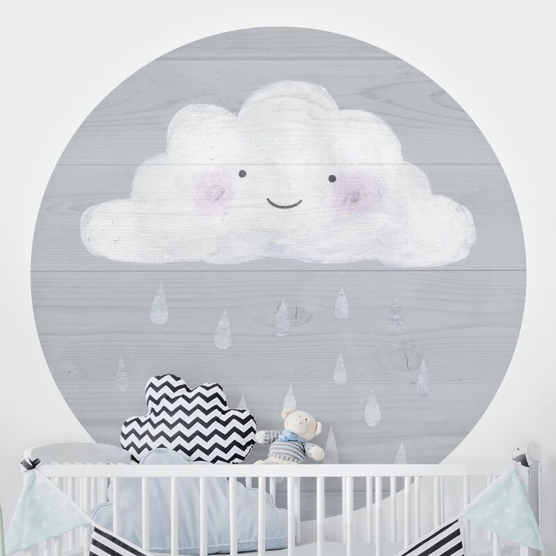 

Papel pintado redondo autoadhesivo - Cloud With Silver Raindrops Dimensión LxA: 75cm x 75cm