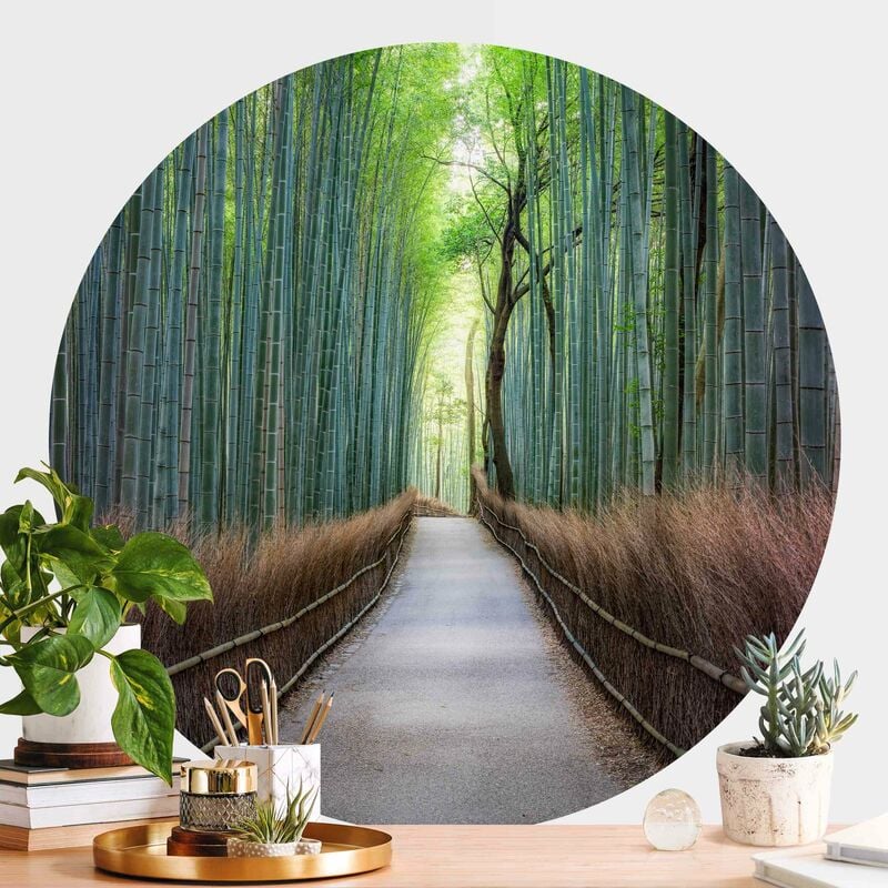 

Papel pintado redondo autoadhesivo - The Path Through The Bamboo Dimensión LxA: 100cm x 100cm