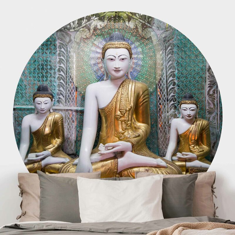 

Papel pintado redondo autoadhesivo - Buddha Statues Dimensión LxA: 122cm x 122cm