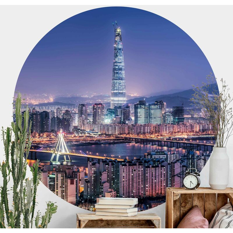 

Papel pintado redondo autoadhesivo - Lotte World Tower At Night Dimensión LxA: 200cm x 200cm