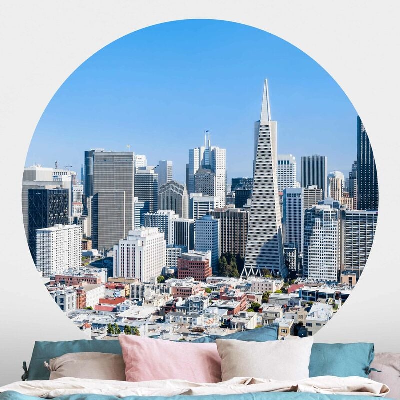 

Papel pintado redondo autoadhesivo - San Francisco Skyline Dimensión LxA: 75cm x 75cm