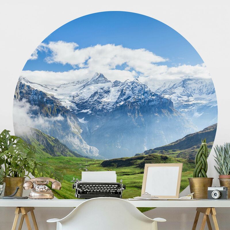 

Papel pintado redondo autoadhesivo - Swiss Alpine Panorama Dimensión LxA: 150cm x 150cm