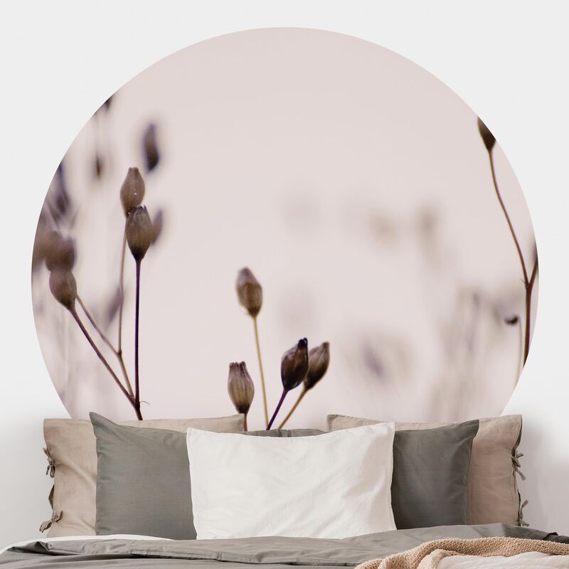 

Papel pintado redondo autoadhesivo - Dark Buds On Wild Flower Twig Dimensión LxA: 225cm x 225cm