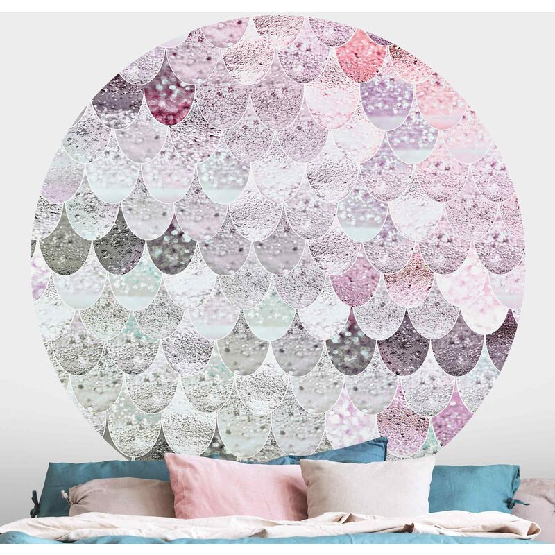 

Papel pintado redondo autoadhesivo - Mermaid Magic Light Pink Grey Dimensión LxA: 150cm x 150cm